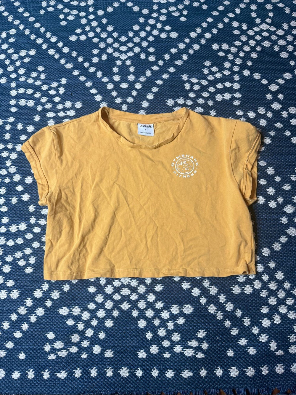 Gymshark Mustard Yellow Cropped Tee with White Logo
